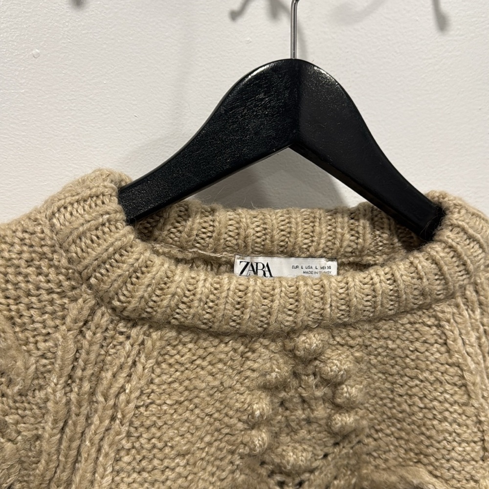 Zara Beige Textured Knit Sweater - Picture 7 of 13